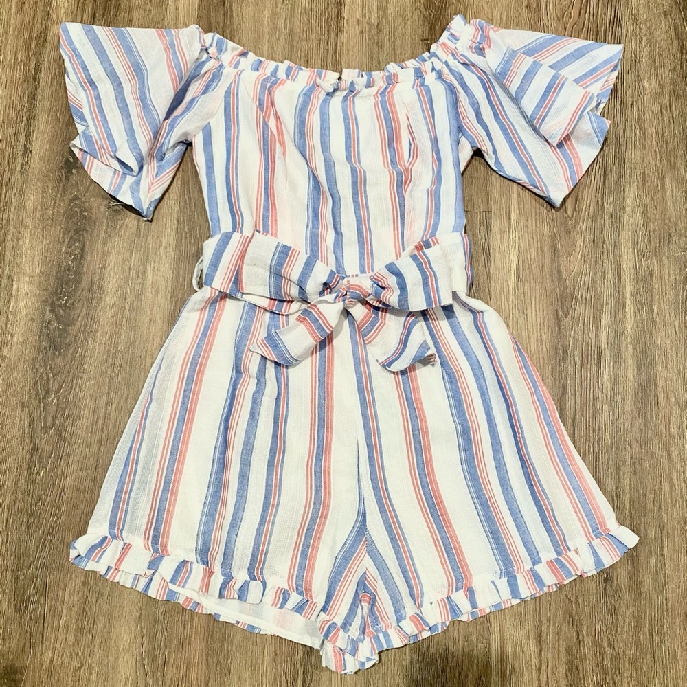 NWT Off-The-Shoulder Ruffle Hem Romper